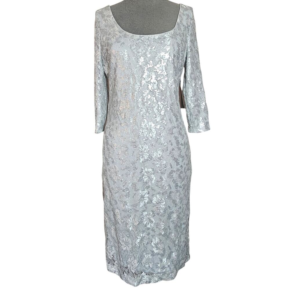 Silver Sequin Bodycon Knee Length Dress Size 4 New with Tags